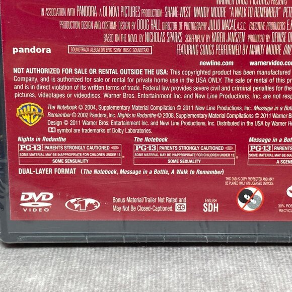 Nicholas Sparks 4-Film Collection DVD Set 2011 Notebook, Walk To Remember - Picture 4 of 4